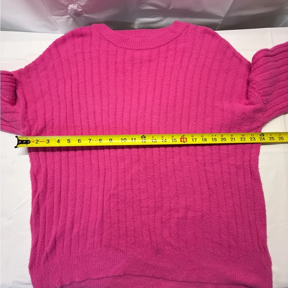aerie Ribbed Crewneck Sweater in Bright Pink Very Oversized - Picture 6 of 8